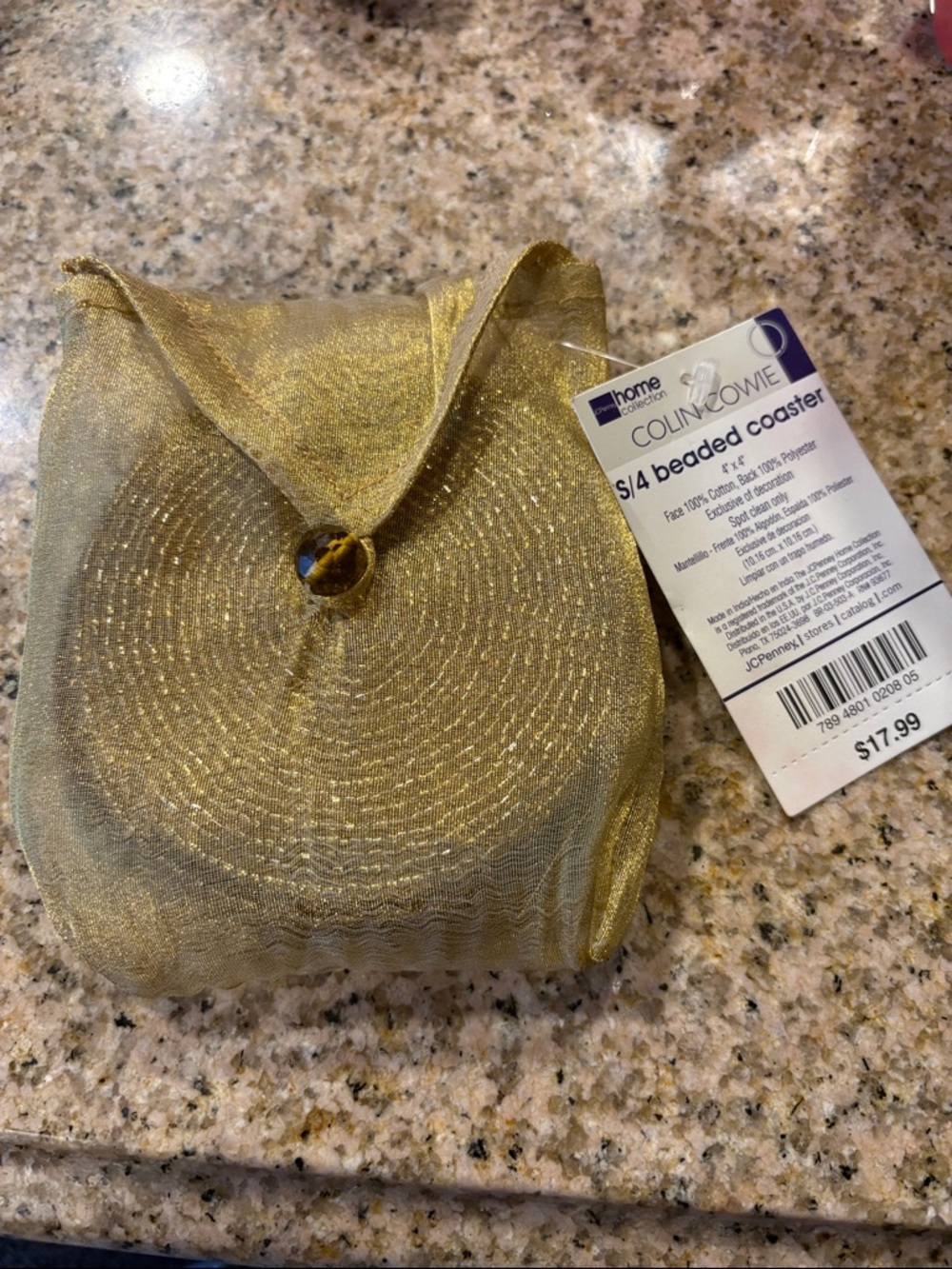 Colin Cowie Beaded Coaster Set in Gold